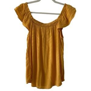Knox Rose Yellow Boho Ruffle Crochet Blouse Size Small